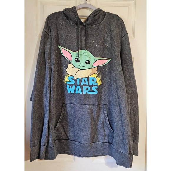 Star Wars The Child Grogu Baby Yoda Graphic Hoodie Pullover Gray Unisex 3XL - Picture 2 of 11